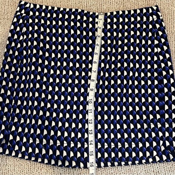 J. Crew Jet Set Geo Print cotton mini skirt blue black geometric size 6 - Picture 9 of 9
